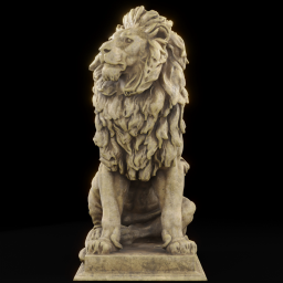 Lion at the entrance of the Palace of Justice in Vienna wax