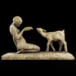 young girl with goat wax