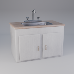Sink Cabinet and Tap - Light Wood