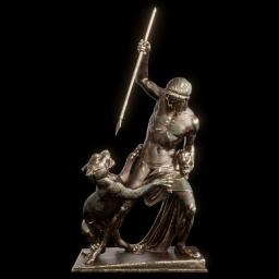 panther and man bronze