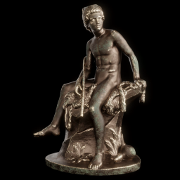 shepherd sitting on a rock bronze