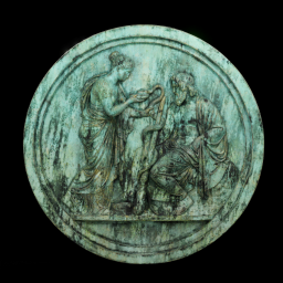 Hygieia Feeding Asclepiuss Snake patina
