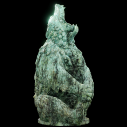 seated bear patina