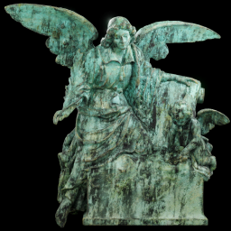 Angel with book patina