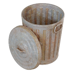Rusted trash can