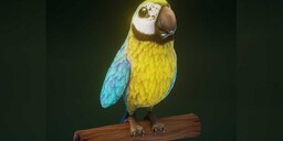 Cartoon Ara Parrot Yellow-Blue - Animated