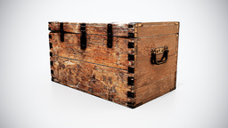 004 - Vintage Metal-Strapped Wooden Chest