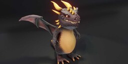 Cartoon Black Dragon - Animated