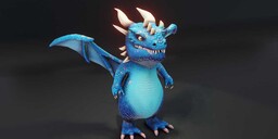 Cartoon Blue Dragon - Animated