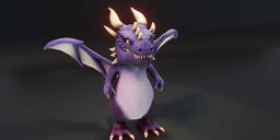 Cartoon Purple Dragon - Animated