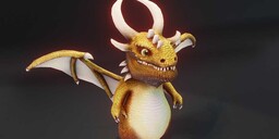 Cartoon Gold Dragon - Animated
