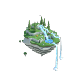 Waterfall floating island