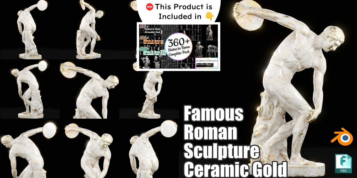 Famous Roman Statues Ceramic Gold No.058 - Superhive