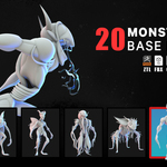 20 Monster Base Meshes – Creature | Vol 2 - Superhive (formerly Blender ...