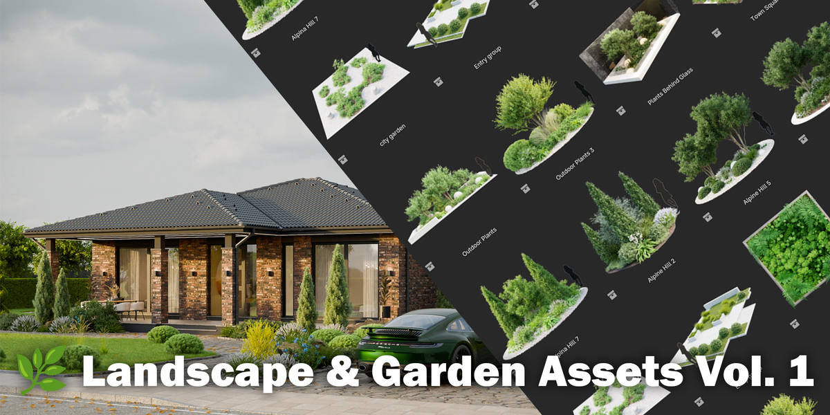 Landscape & Garden Assets Vol. 1 - Superhive (formerly Blender Market)