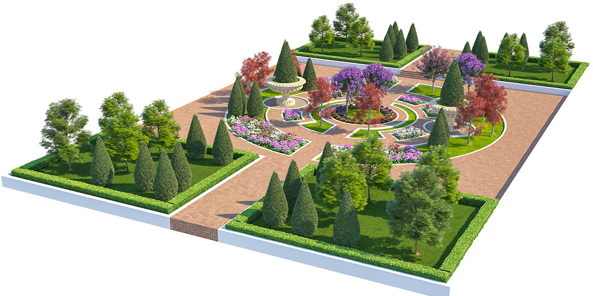 Classic Formal Garden – 3D Landscape Model - Superhive (formerly ...