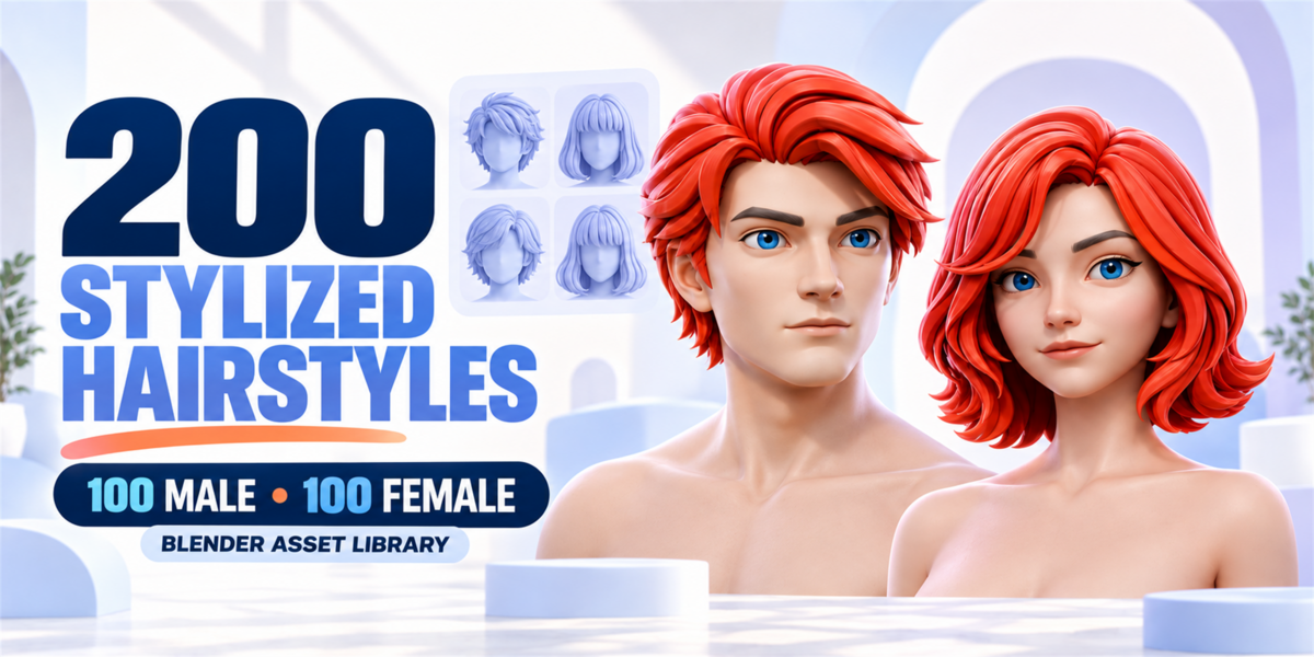 Stylized Hair Asset Library — Male and Female Collections