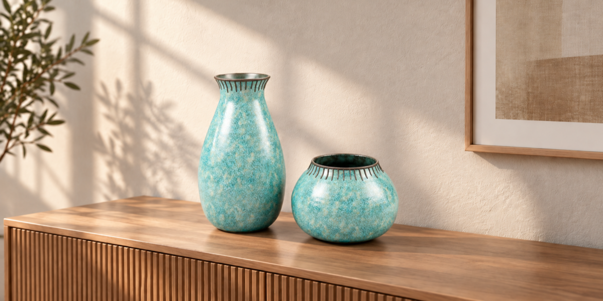 Turquoise Patina Vessel Duo full collection view