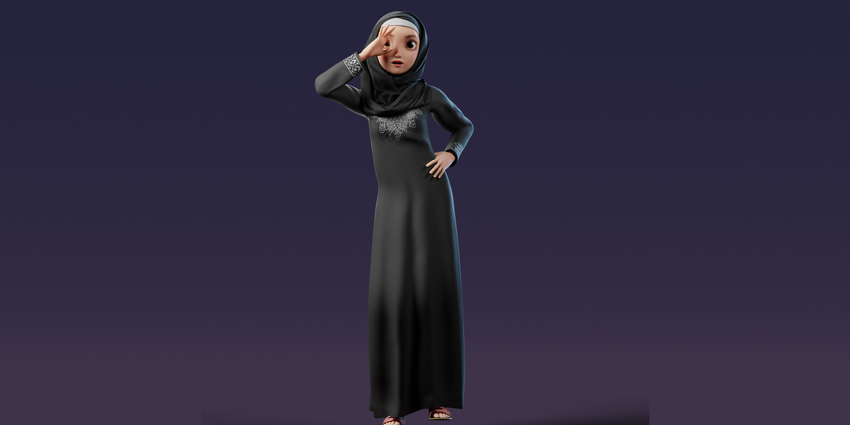 Arab Muslim Cartoon Girl - Superhive (formerly Blender Market)