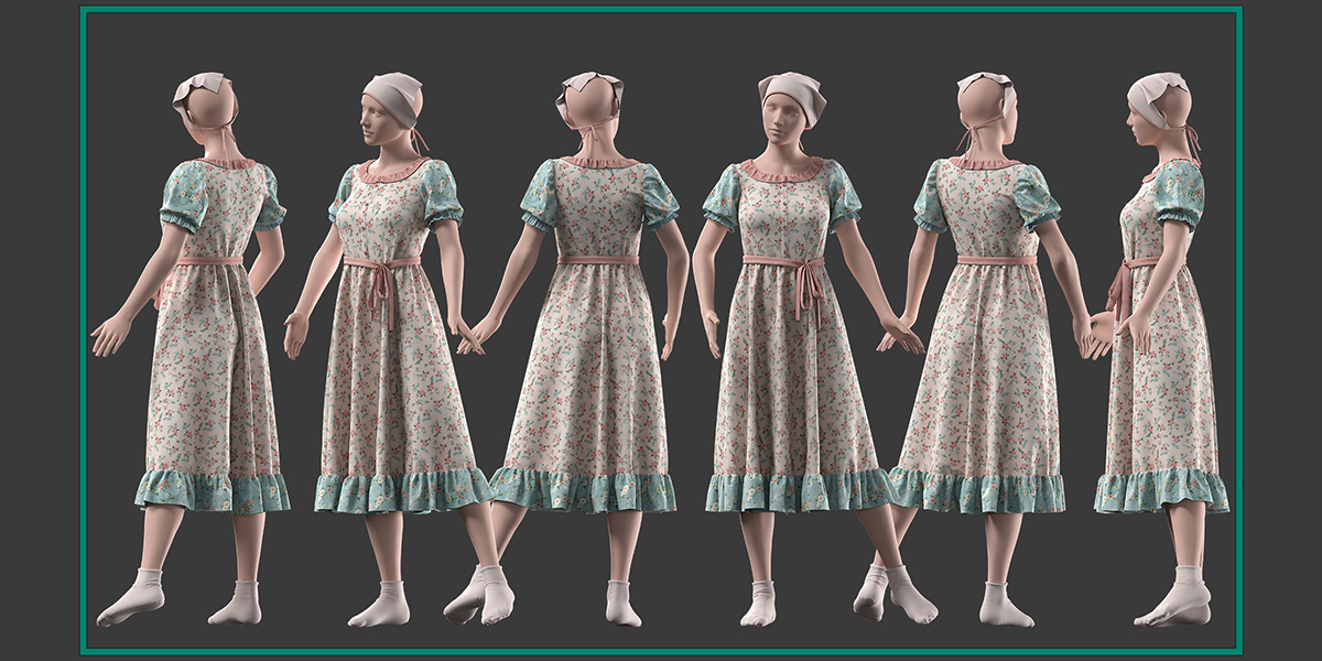 female cottagecore style outfit with texture and smart material ...
