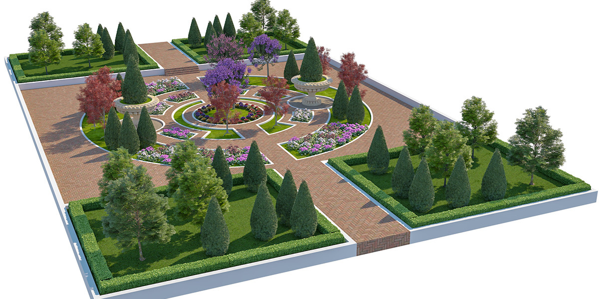 Classic Formal Garden – 3D Landscape Model - Superhive (formerly ...