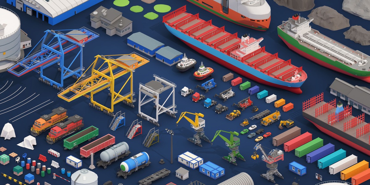 Port - Low-Poly 3D Models Pack - Superhive (formerly Blender Market)