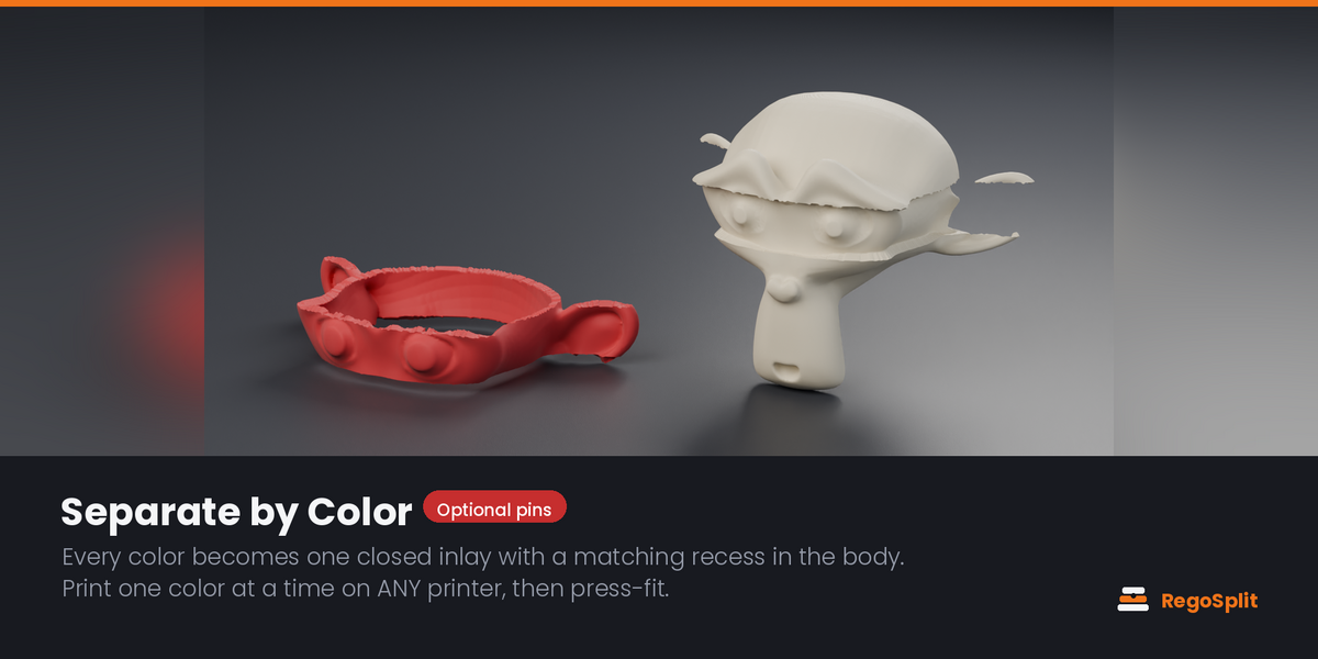 Separate by Color: every color becomes a closed solid inlay with a matching recess cut into the body.