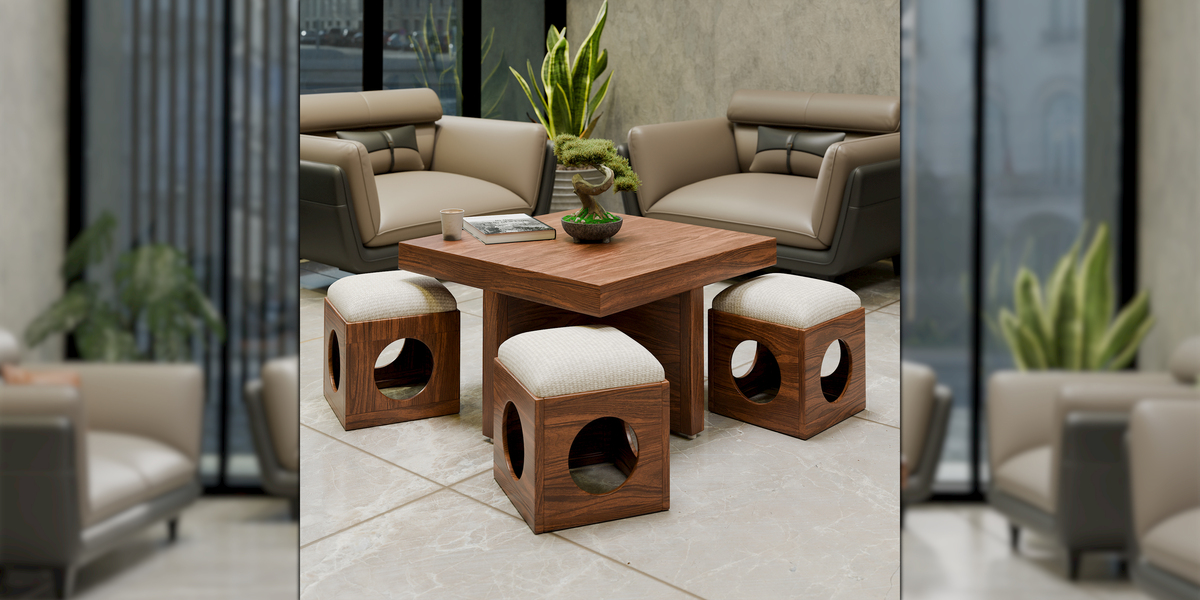 3D CARGO【インテリア編】3D形状データ集 OBJフォーマット Modern Wooden Coffee Table Set 3D Model | PBR Living Room