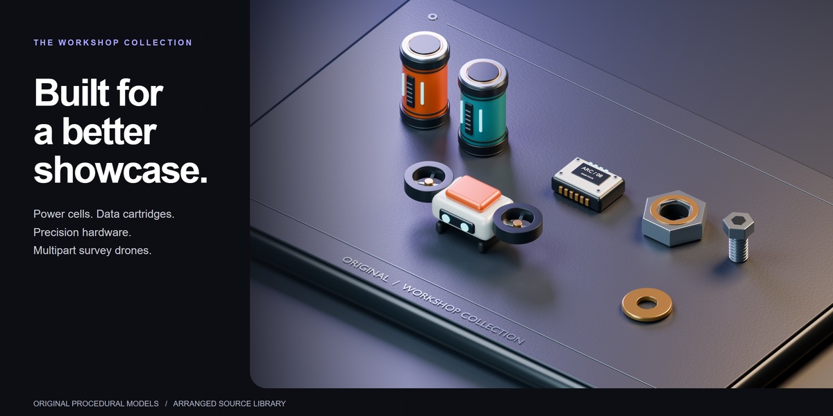 Original power cells, data cartridges, hardware and a multipart SCOUT drone.