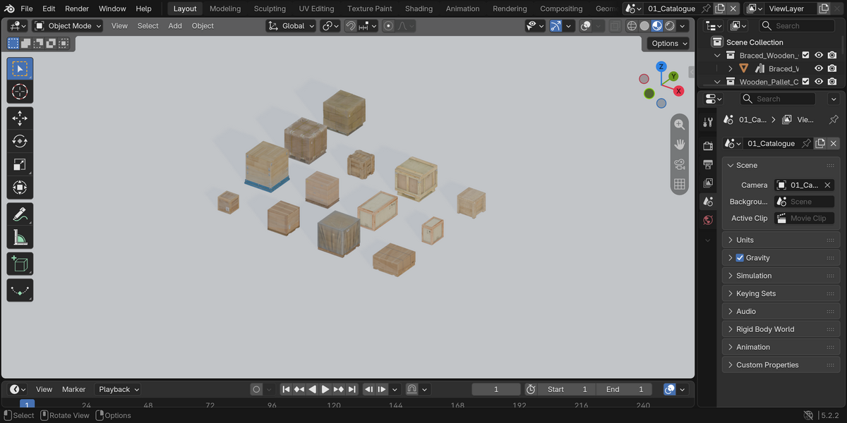 Actual Blender 5.2.2 workspace screenshot.