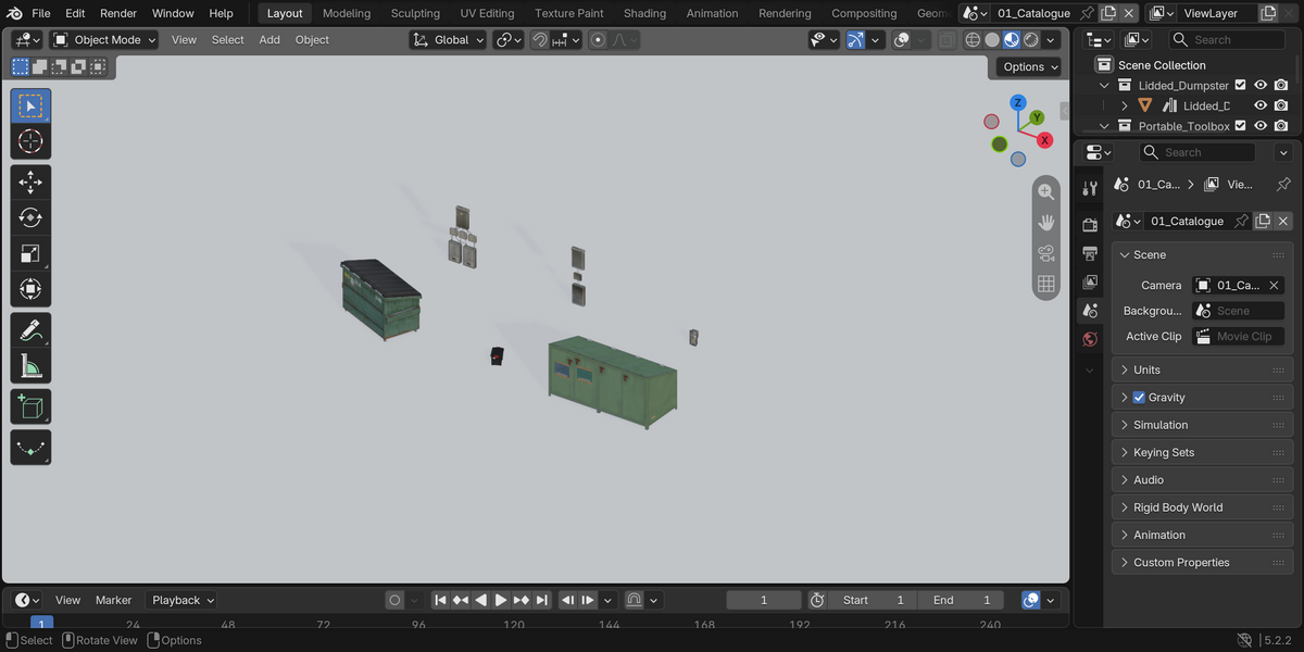 Actual Blender 5.2.2 workspace screenshot.