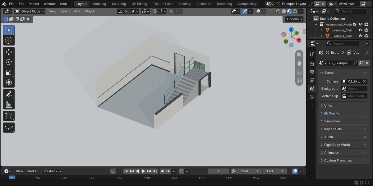 Actual Blender 5.2.2 workspace screenshot.