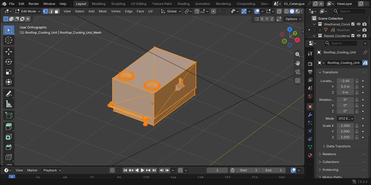 Actual mesh edit view in Blender.