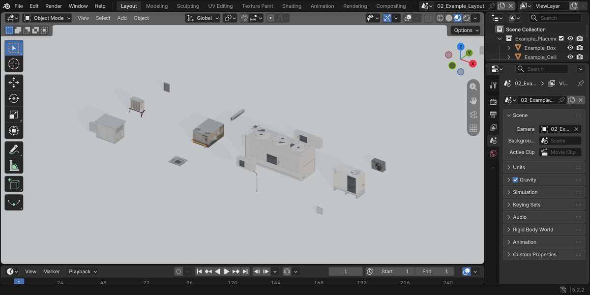 The display scene in Blender.