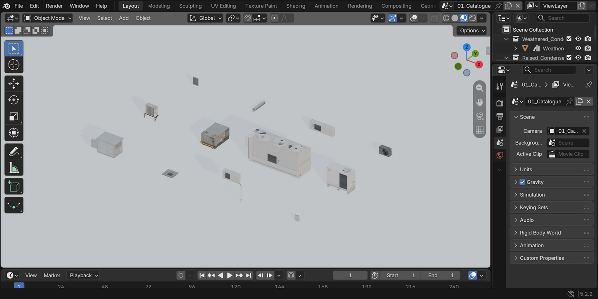 Actual Blender catalogue viewport.