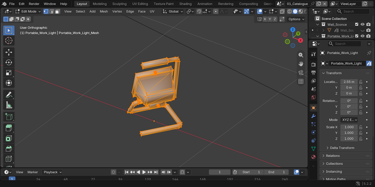 Actual mesh edit view in Blender.