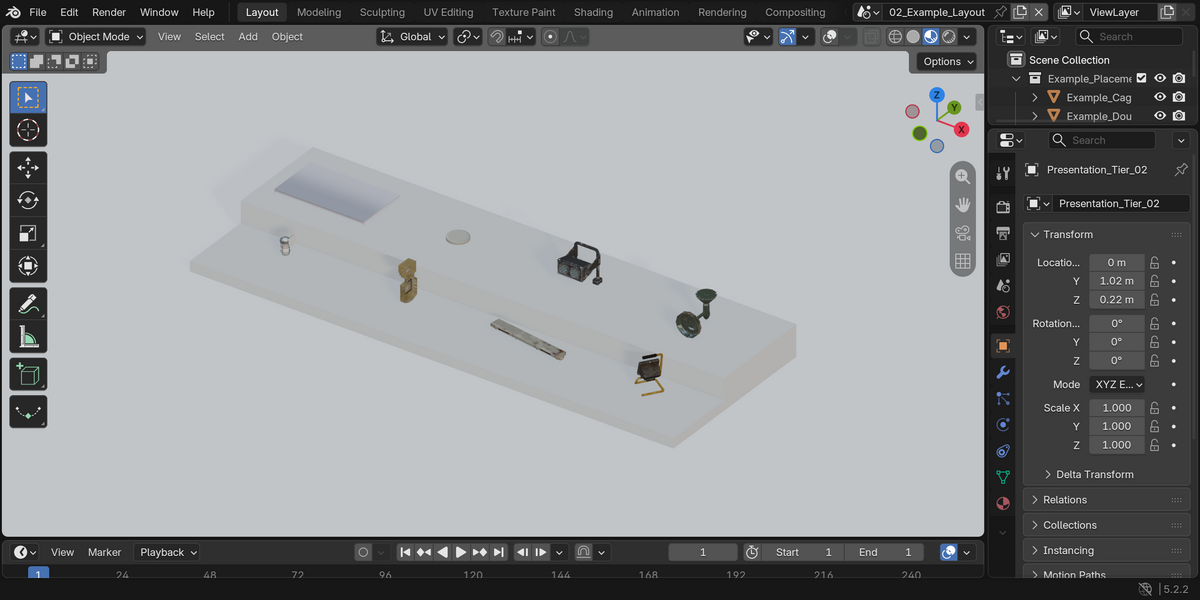 The display scene in Blender.