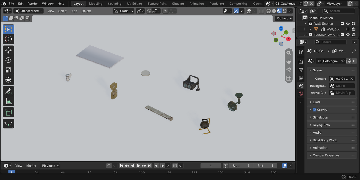 Actual Blender catalogue viewport.