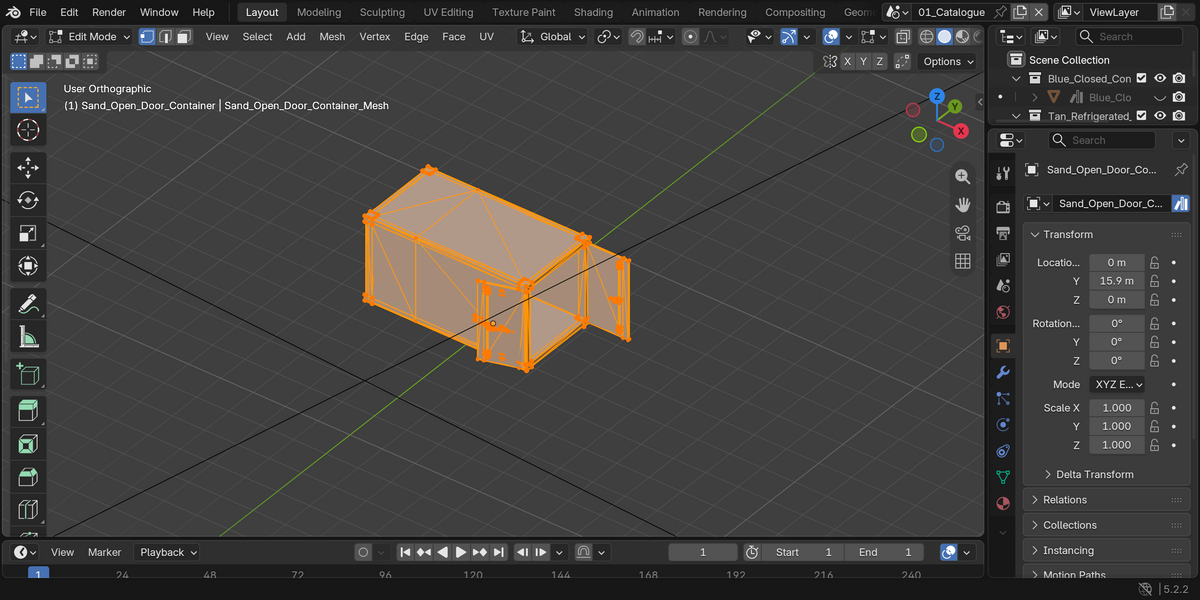 Actual mesh edit view in Blender.