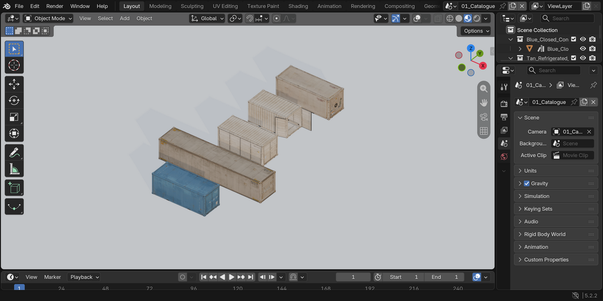 Actual Blender catalogue viewport.