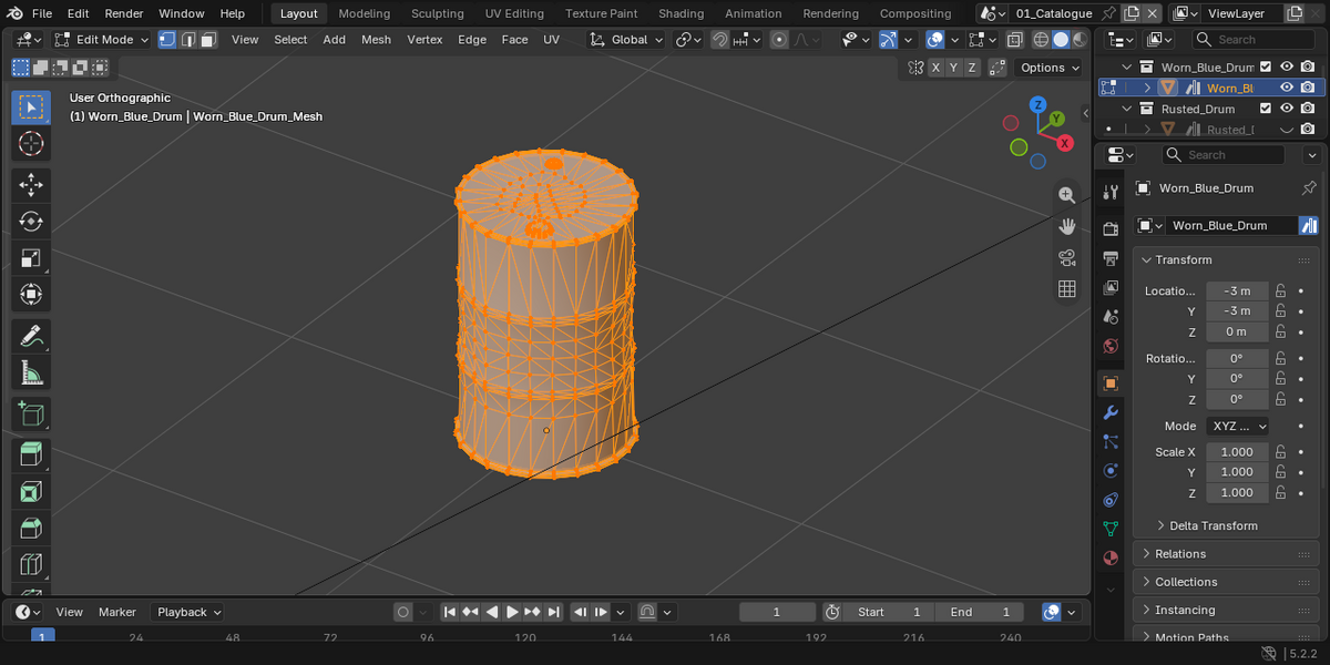 Actual mesh edit view in Blender.
