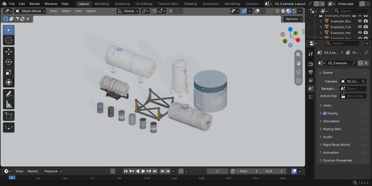 The display scene in Blender.
