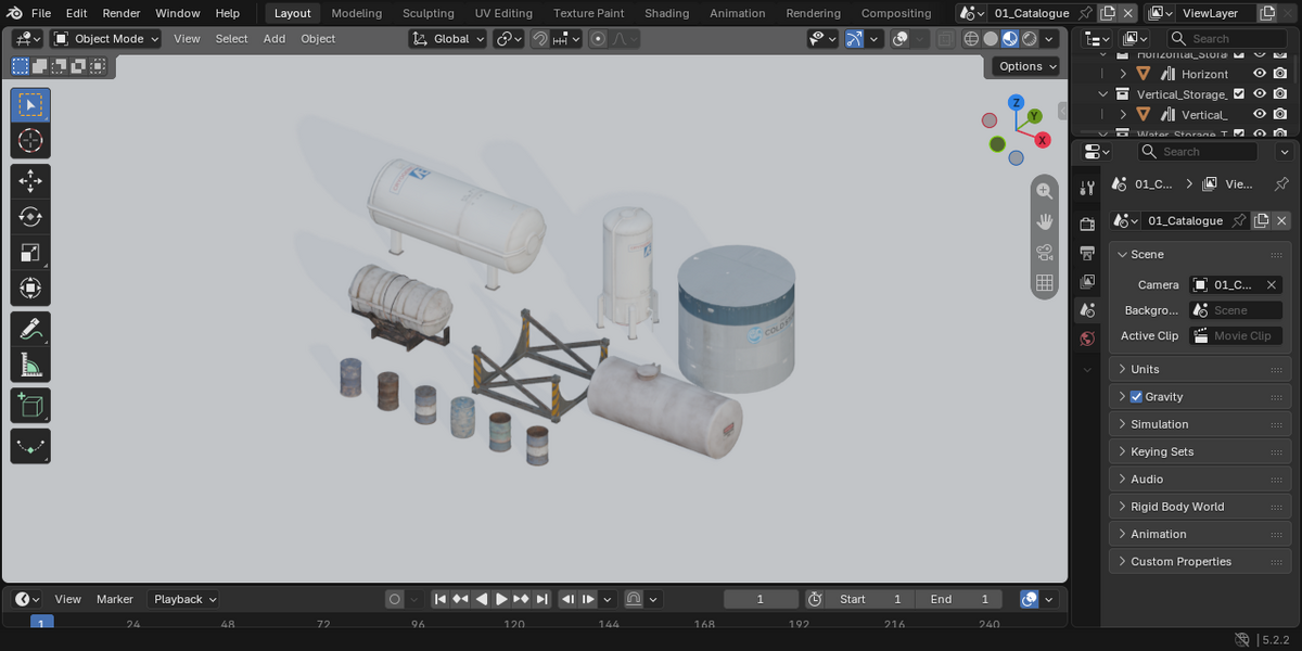 Actual Blender catalogue viewport.