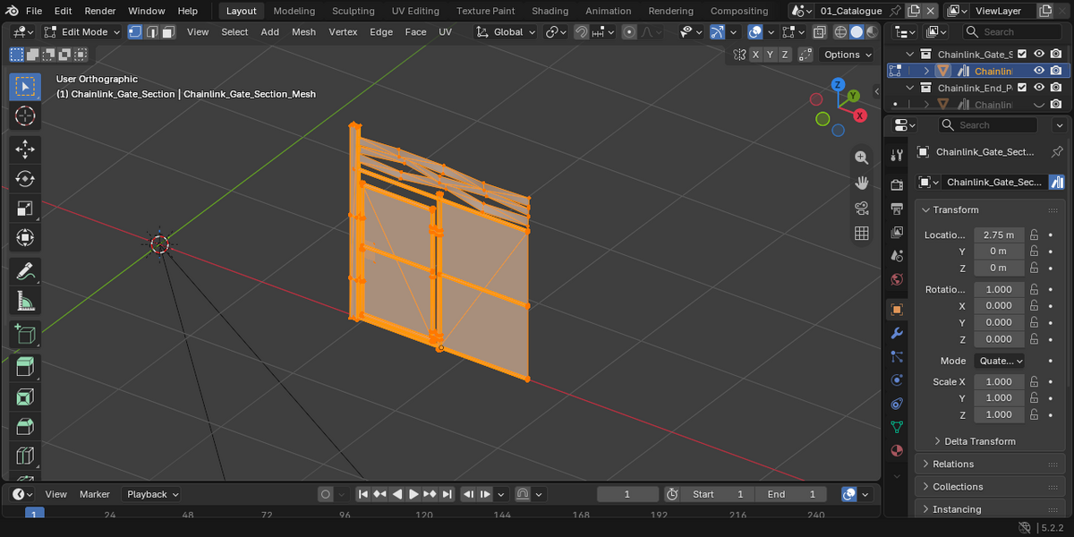 Actual mesh edit view in Blender.