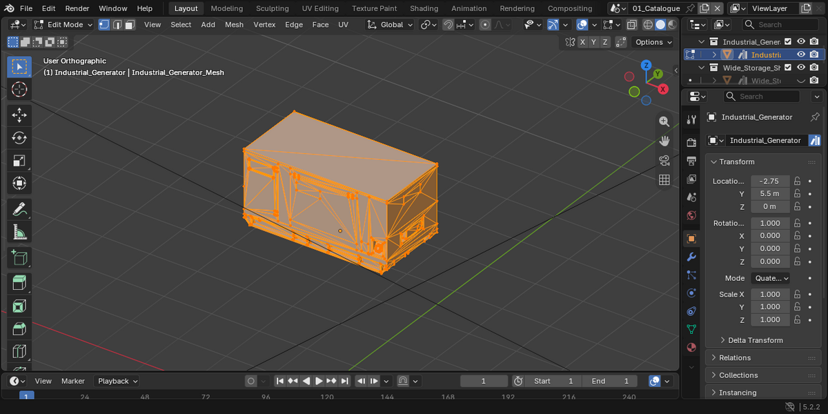 Actual mesh edit view in Blender.