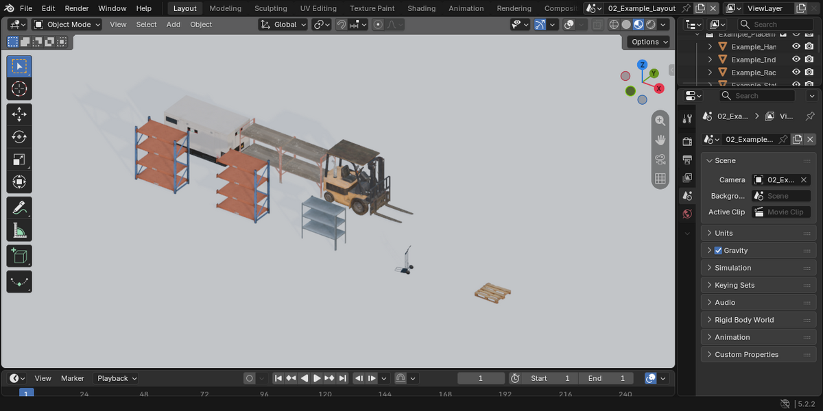 The display scene in Blender.