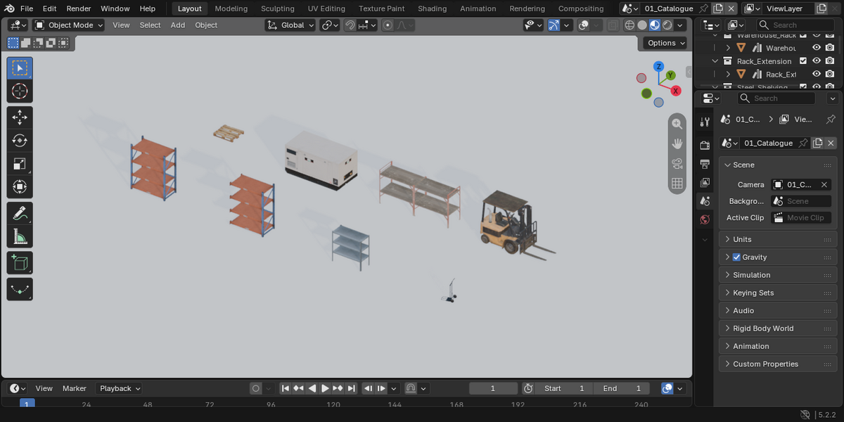 Actual Blender catalogue viewport.