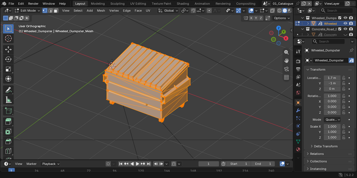 Actual mesh edit view in Blender.