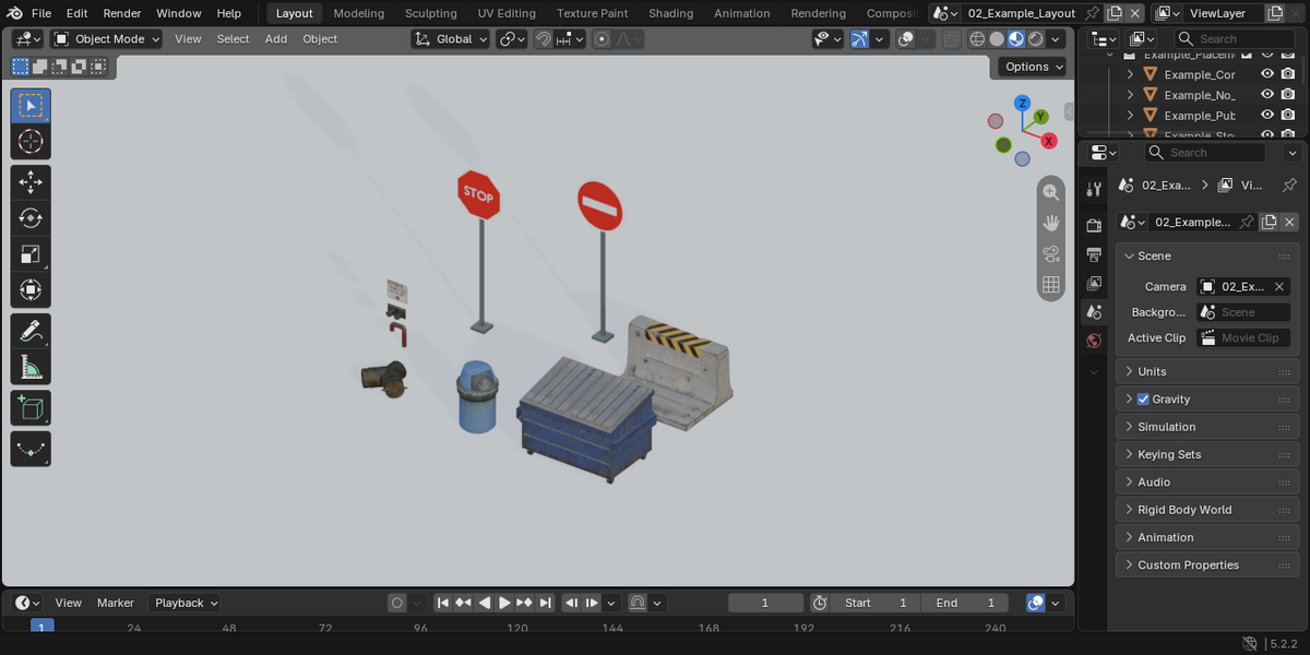 The display scene in Blender.