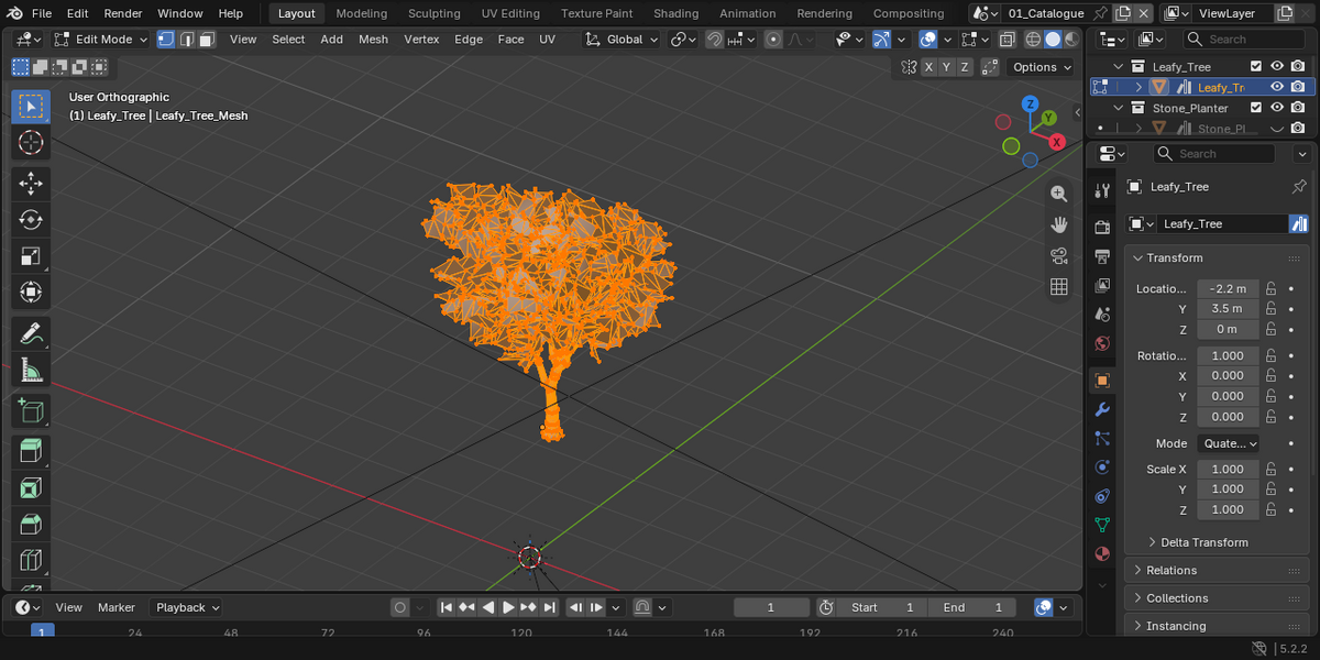 Actual mesh edit view in Blender.